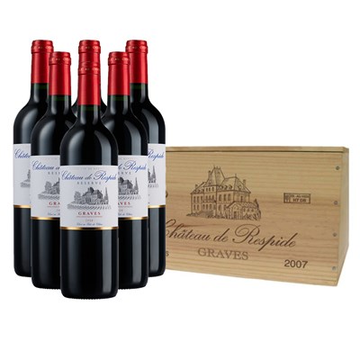 Buy And 6 x bottle Chateau de Respide in a wooden box Online